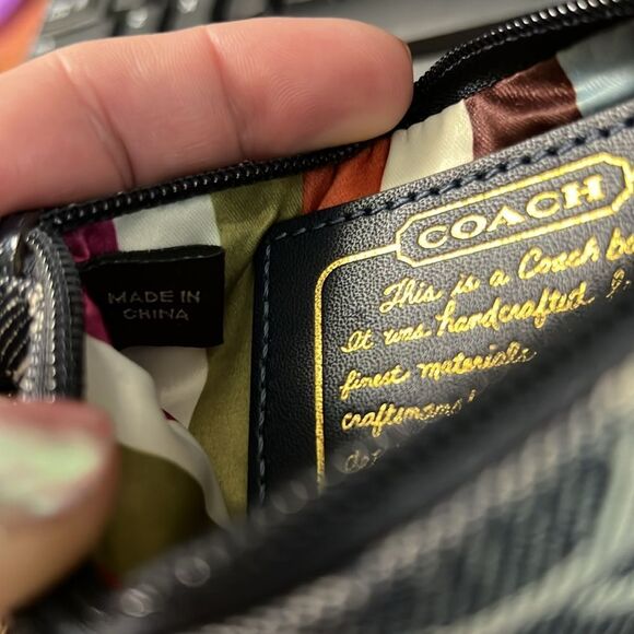 NWT Coach F41718 Signature Legacy Stripe Denim Wristlet Pouch - Picture 10 of 16